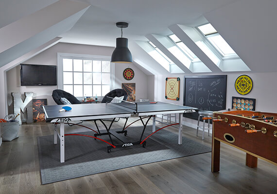 skylights over a game room